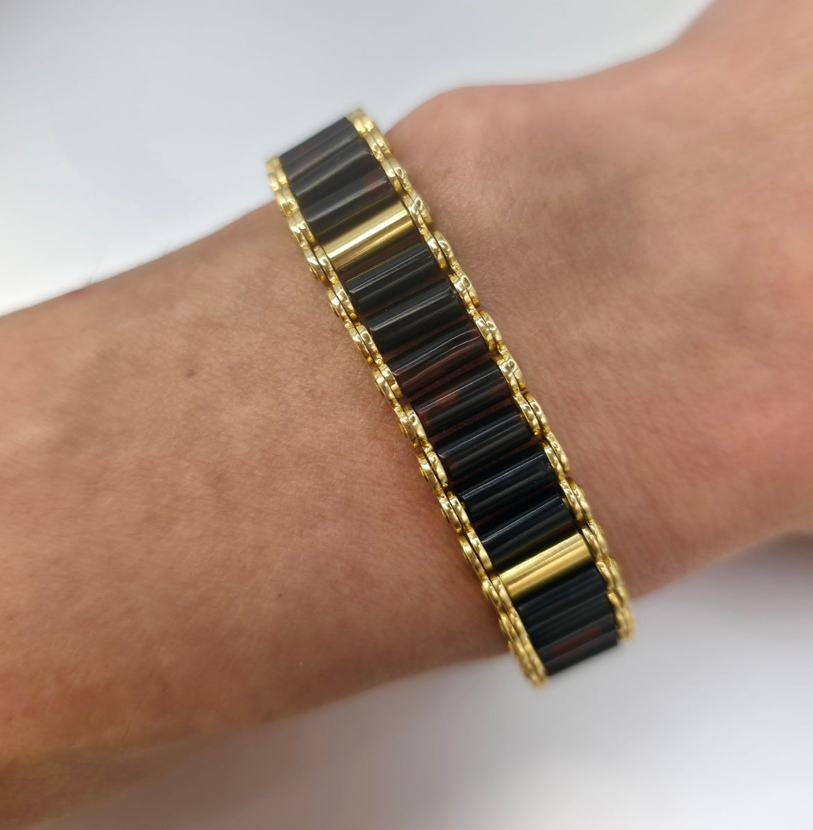 Vintage Italian 18K Onyx Bracelet