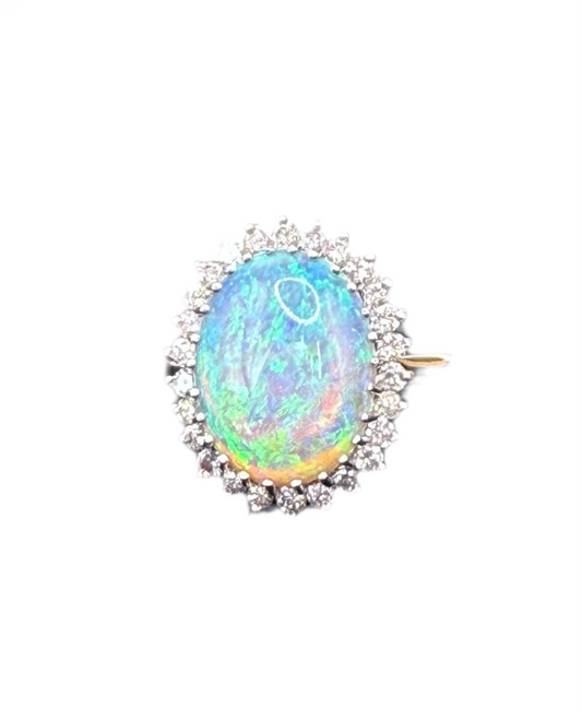 Australian Opal and Diamond Estate ring in 18k gold