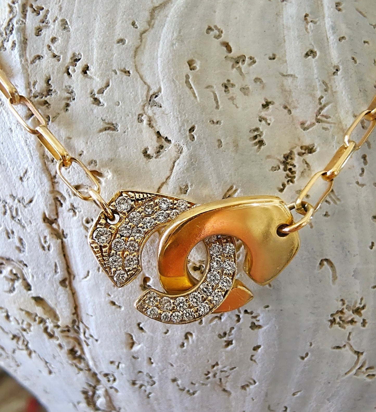 18K Gold and Diamond Handcuff Necklace
