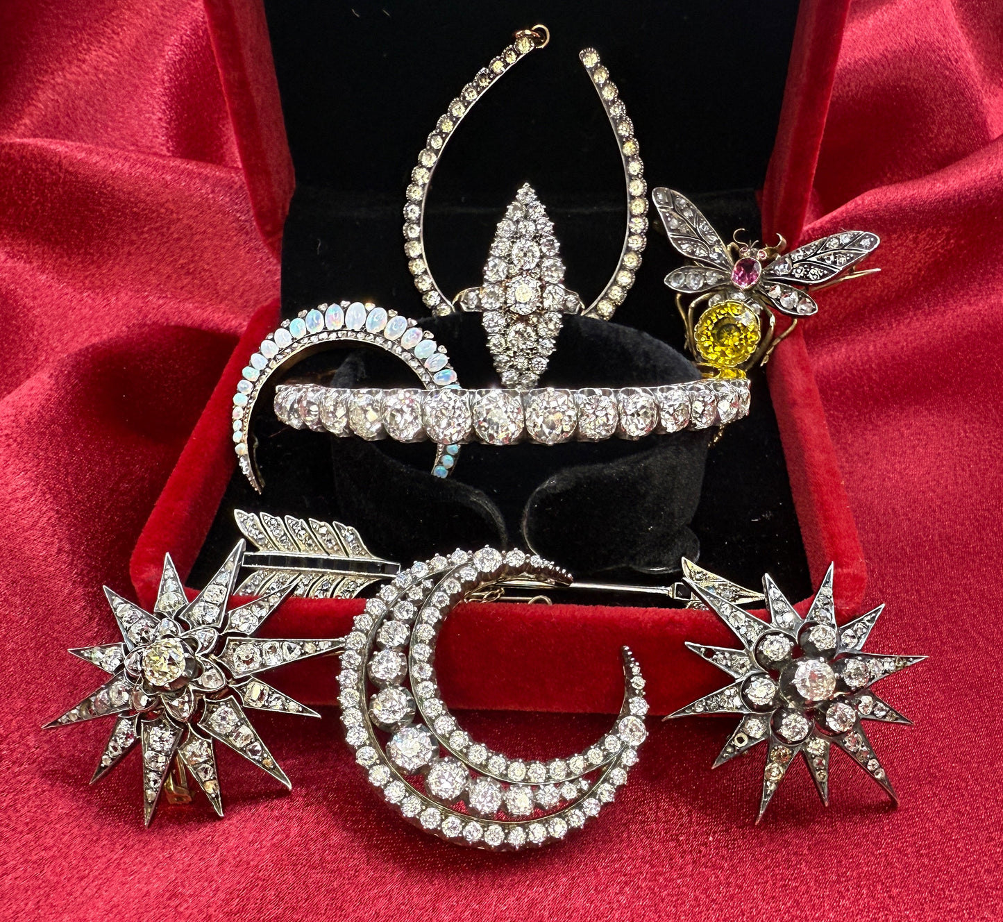Victorian Diamond Crescent Brooch & Pendant Circa 1880.