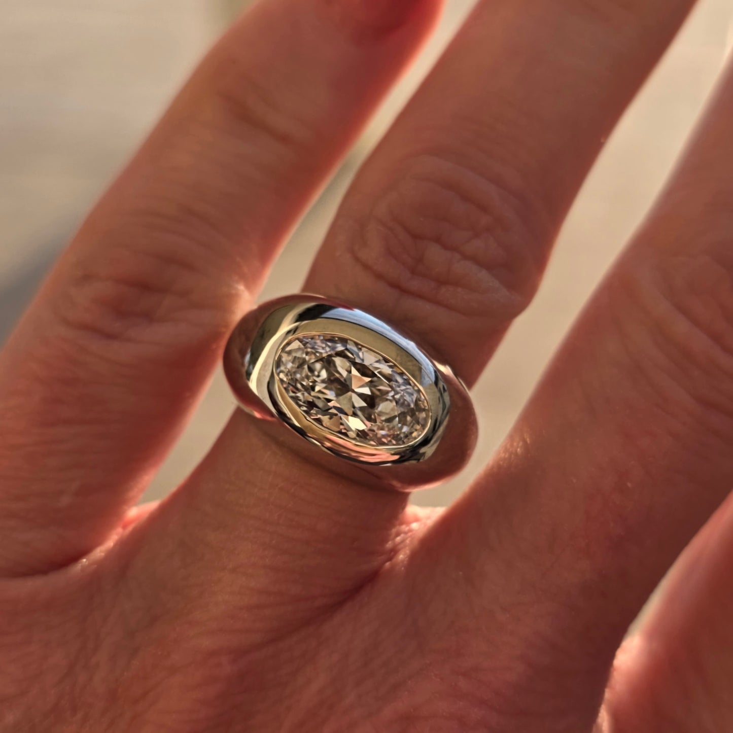 3.04ct Oval Gypsy ring (Lab Diamond)