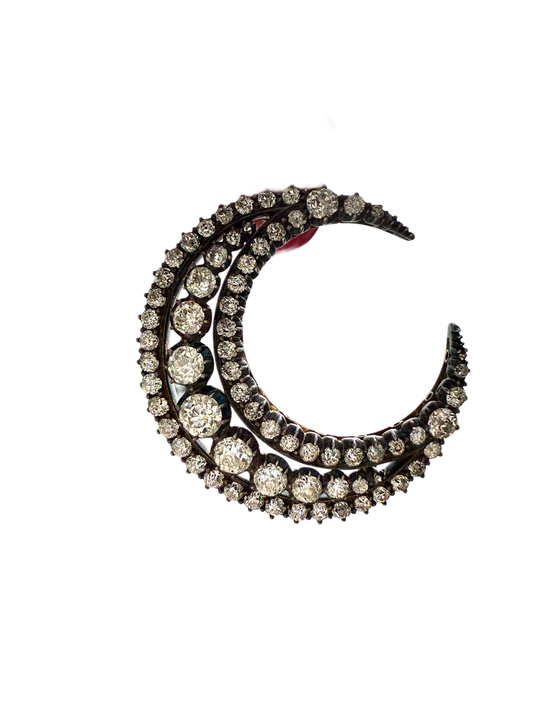 Victorian Diamond Crescent Brooch & Pendant Circa 1880.