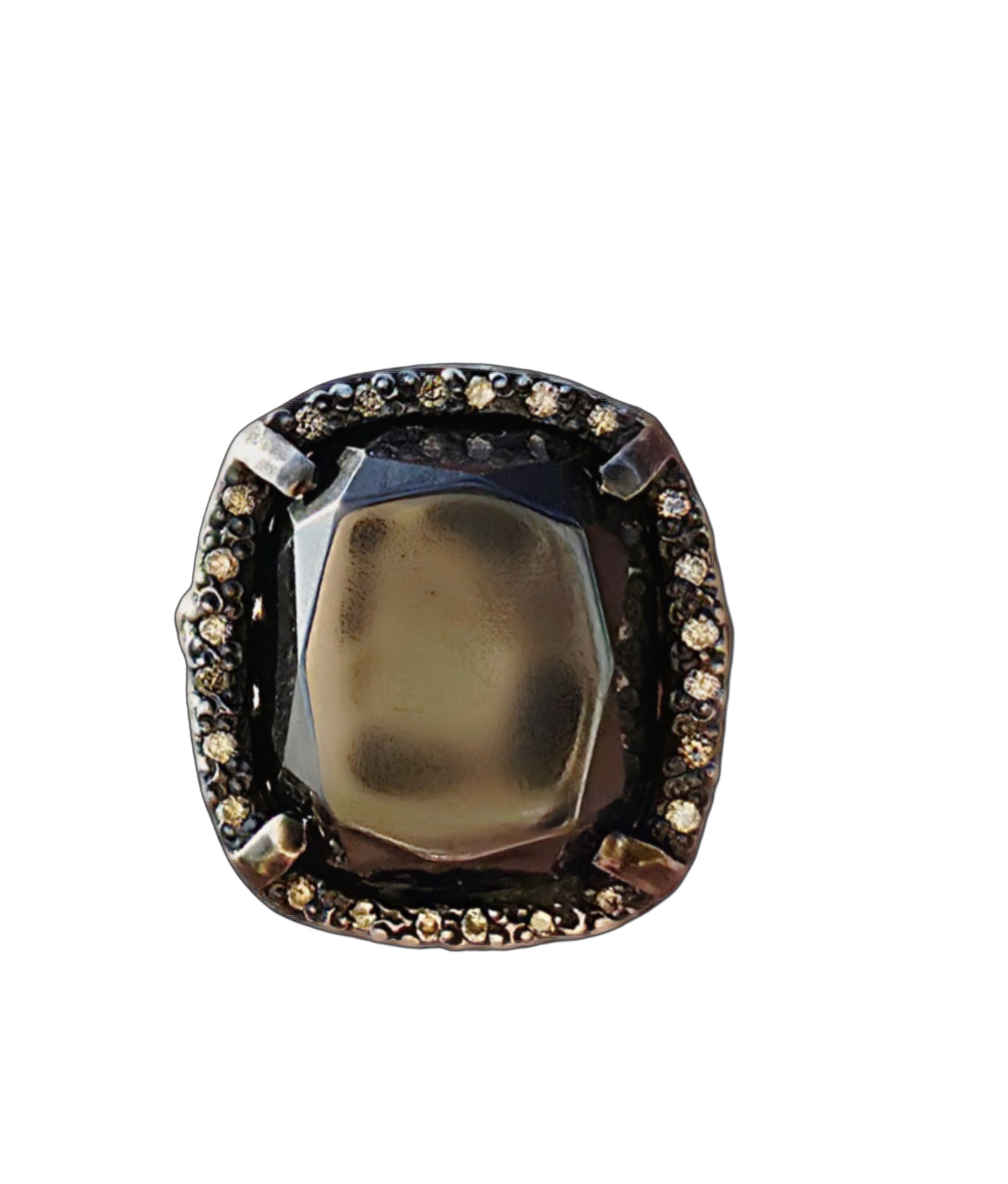 Hematite and Diamond Ring