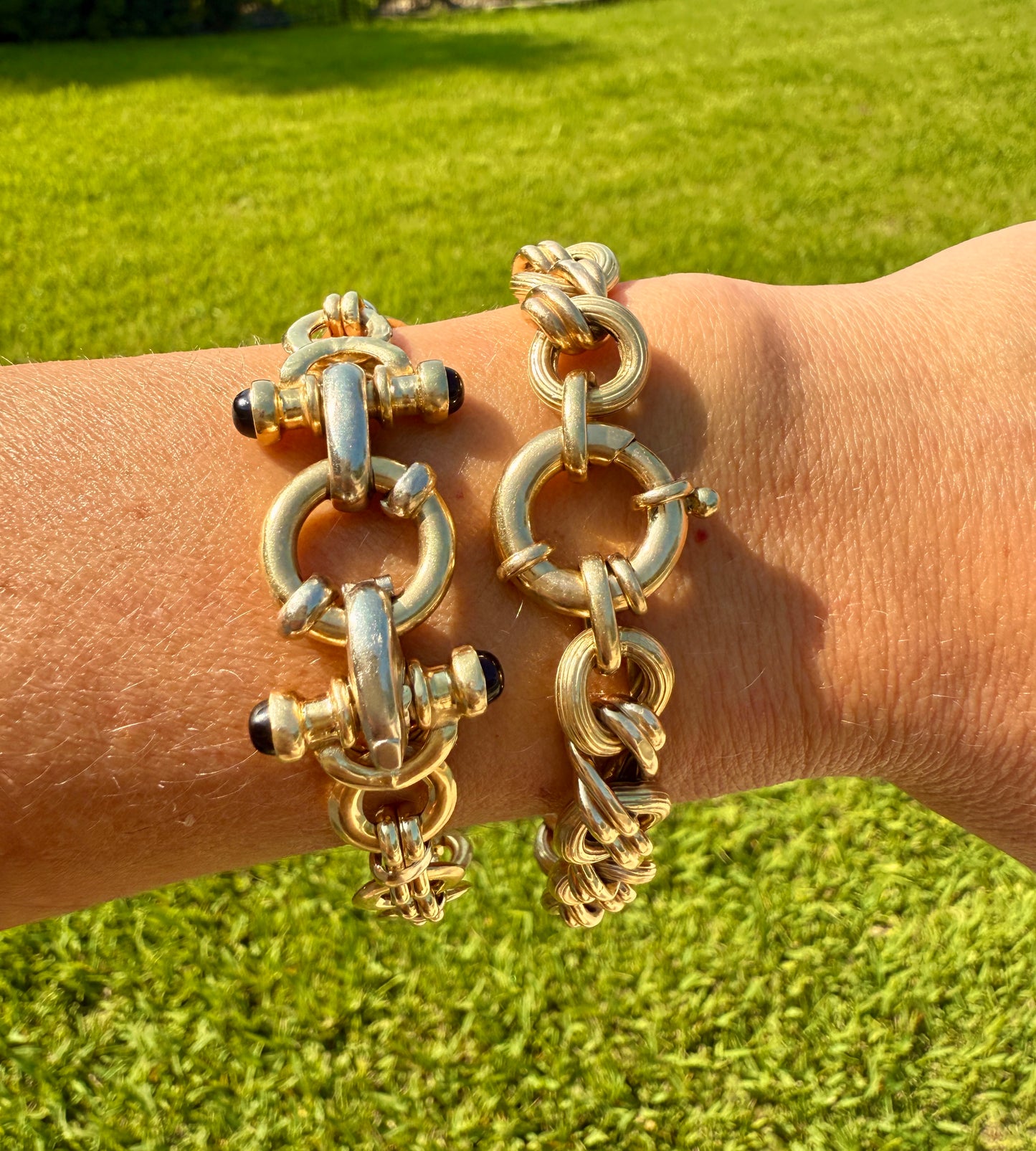 14k Onyx Gold Link Bracelet
