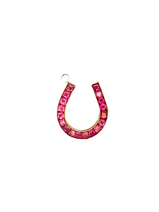 3 carat Synthetic Ruby Horseshoe Pendant in 9K