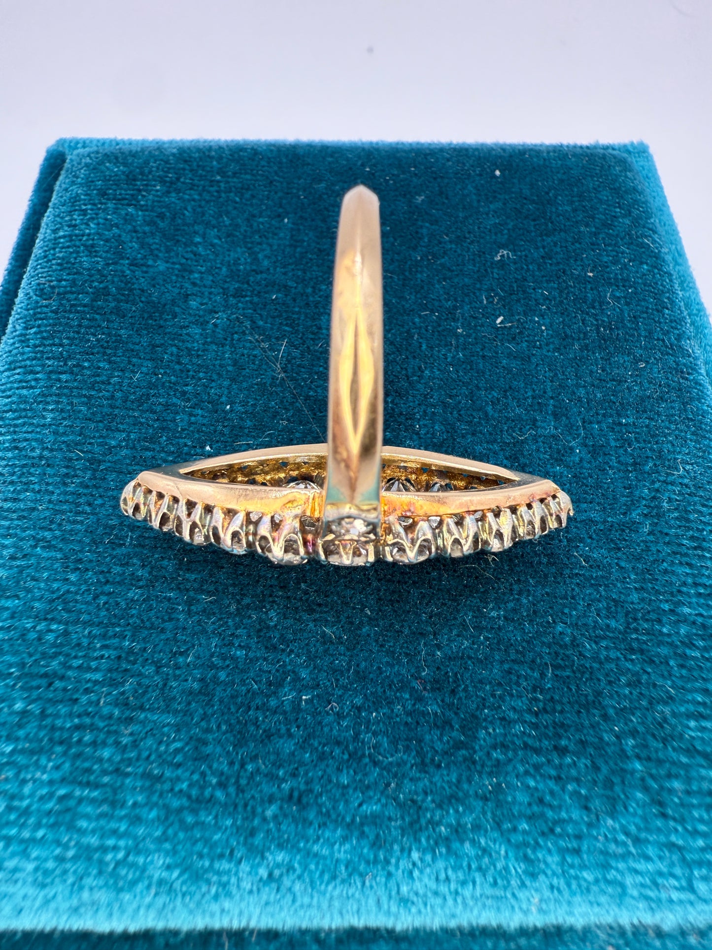 3.2 ct Old mine Diamond Navette Ring