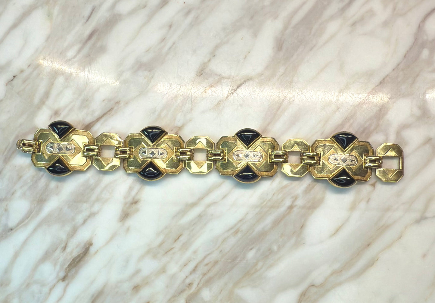 Art Deco Onyx and Gold Bracelet