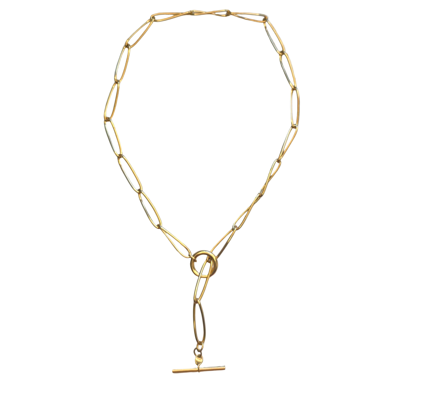 18K Oval Link 20” Toggle Necklace