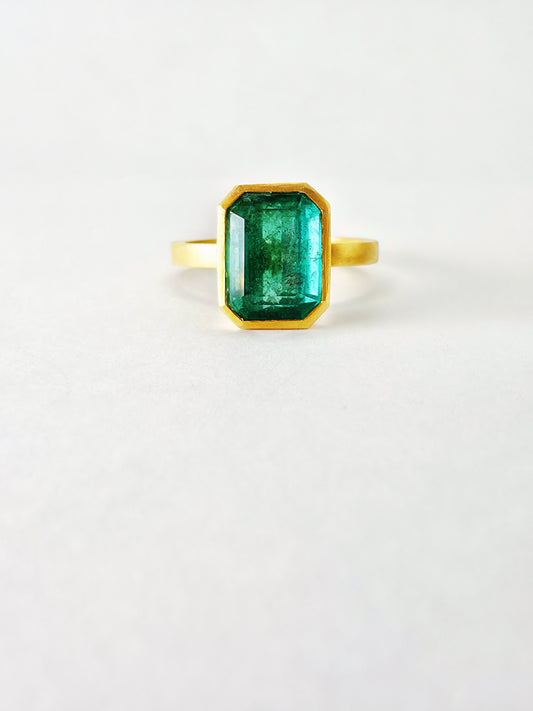 3.6 Carat Zambian Emerald Ring set in 18K