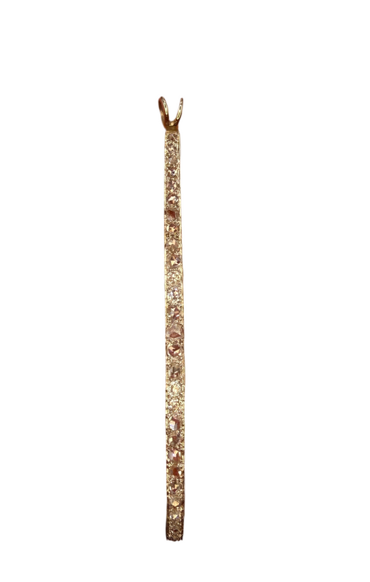 Art Deco Rose Cut Diamond Bar Brooch in Platinum and Rose