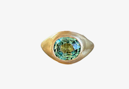 Handmade 14K  Tourmaline Gypsy ring