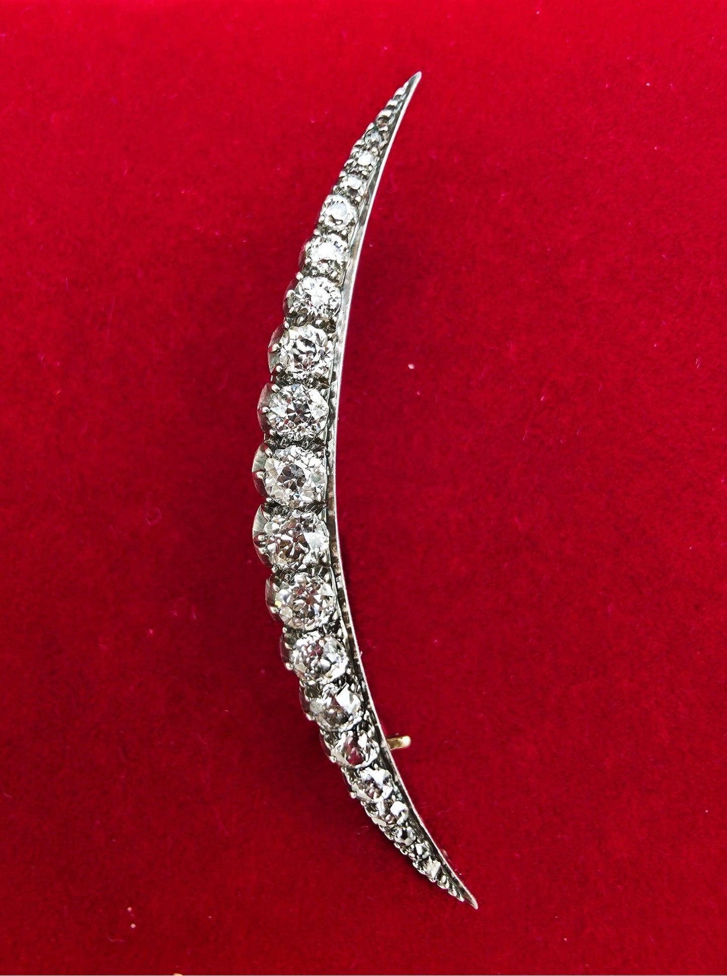 Antique Diamond Crescent Brooch