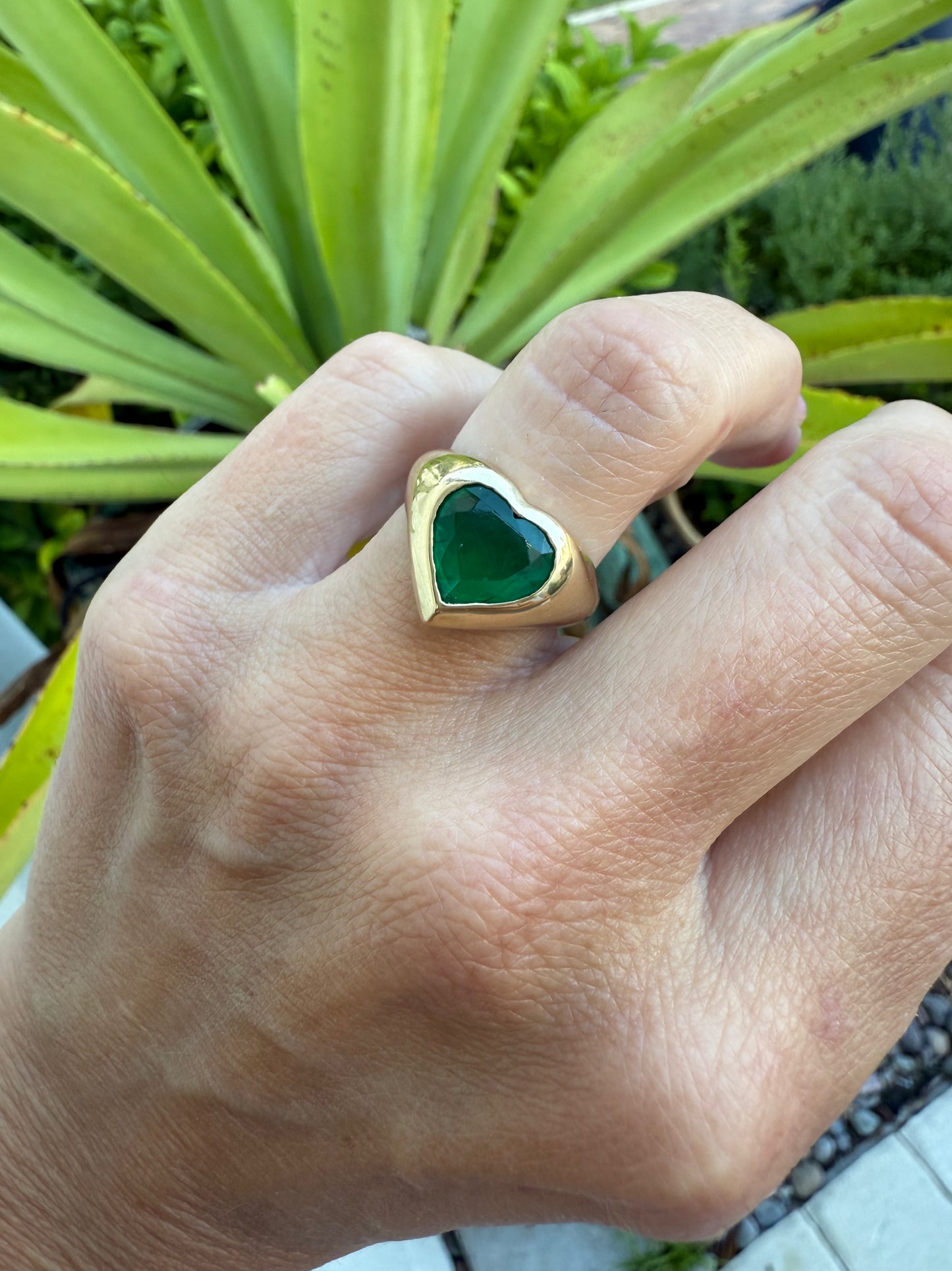 Emerald Heart Gypsy Ring 18K
