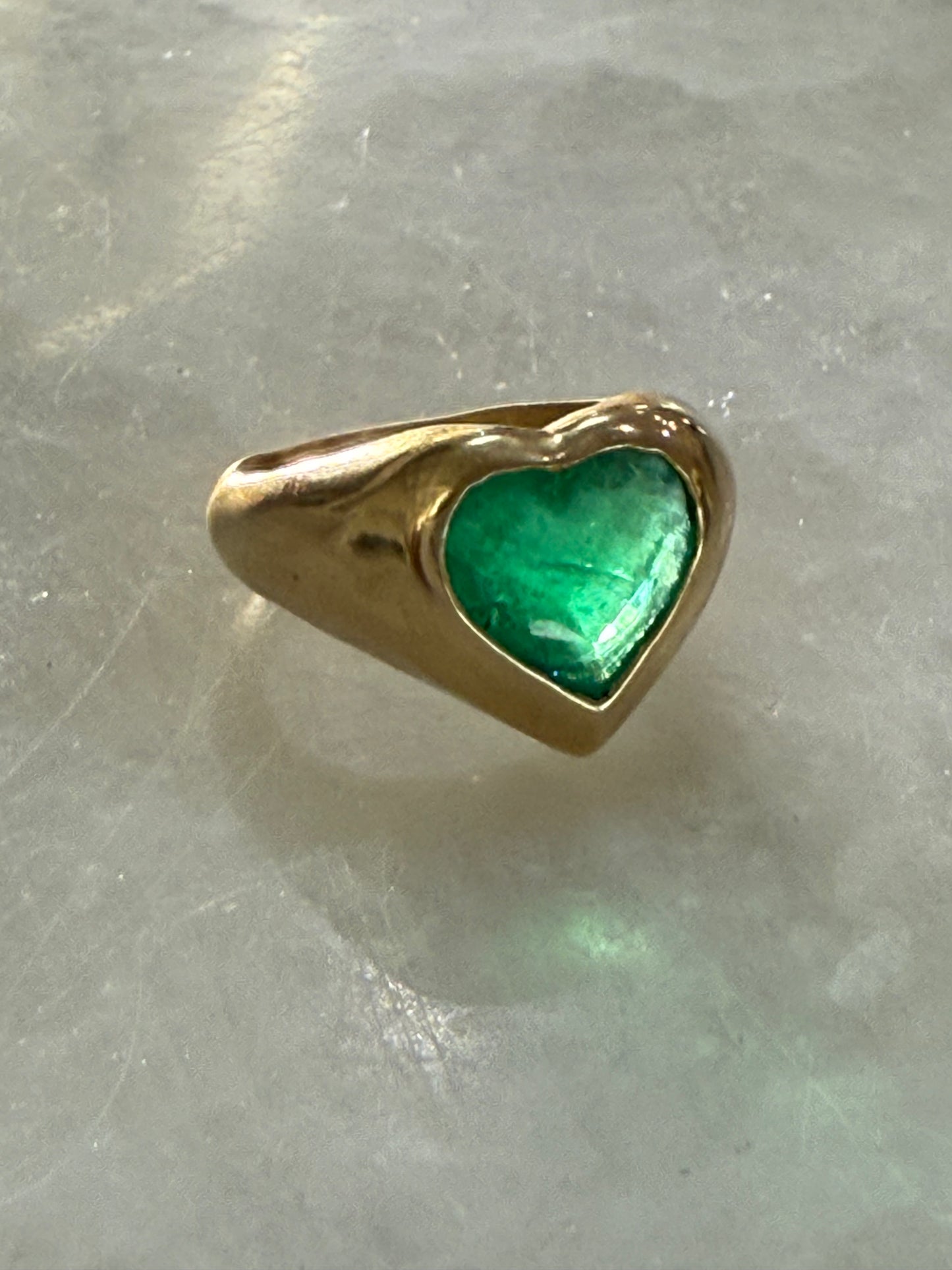 Emerald Heart Gypsy Ring 18K