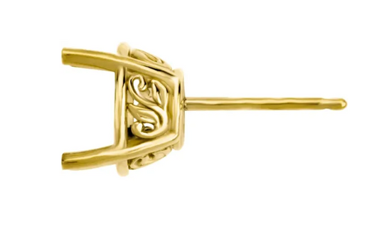 14K Scroll Earring Setting