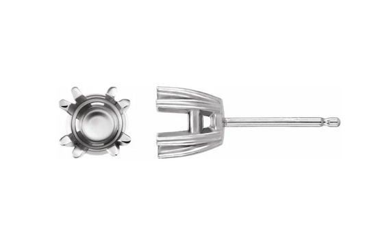 14K Yellow 9 mm Round Twin Prong Earring Mounting