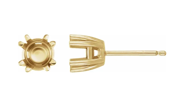 14K Yellow 9 mm Round Twin Prong Earring Mounting