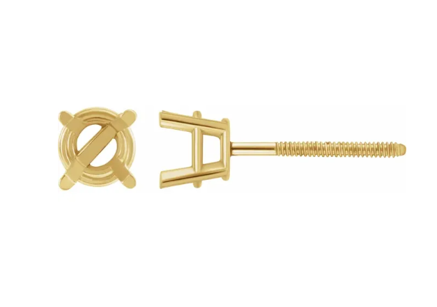 14K Yellow 9 mm Round 4-Prong Lightweight Earring Mounting