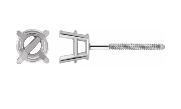 14K Yellow 9 mm Round 4-Prong Lightweight Earring Mounting