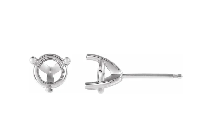 14K Yellow 9 mm Round 3-Prong Earring Mounting