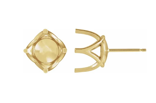 14K White 9 mm Round 4 Prong Woven-Design Earring Mounting