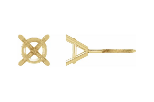14K Yellow 9 mm Round 3-Prong Cocktail-Style Earring Mounting