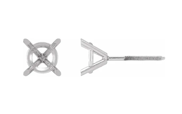 14K Yellow 9 mm Round 3-Prong Cocktail-Style Earring Mounting