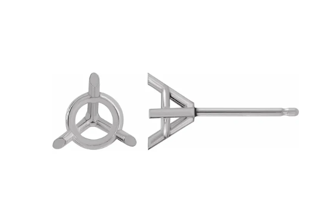 14K Yellow 9 mm Round 3-Prong Cocktail-Style Earring Mounting