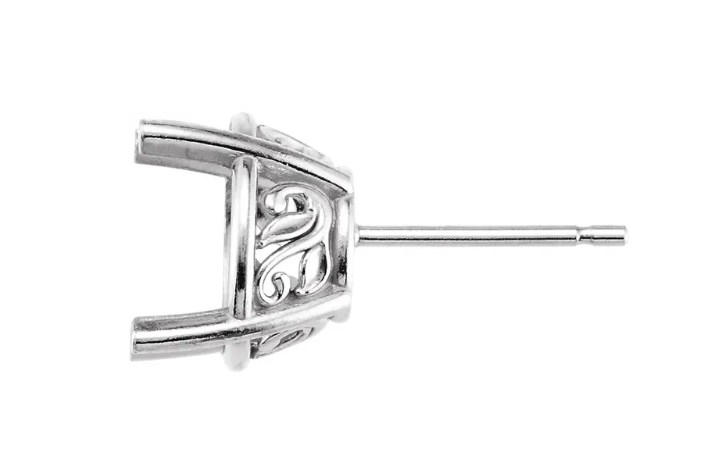14K Scroll Earring Setting