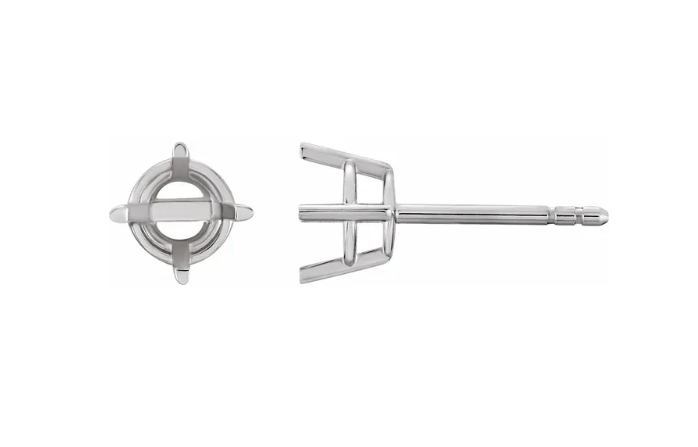 14K Basket Earring Setting for 3 carat earring