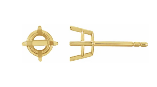 14K Basket Earring Setting for 3 carat earring