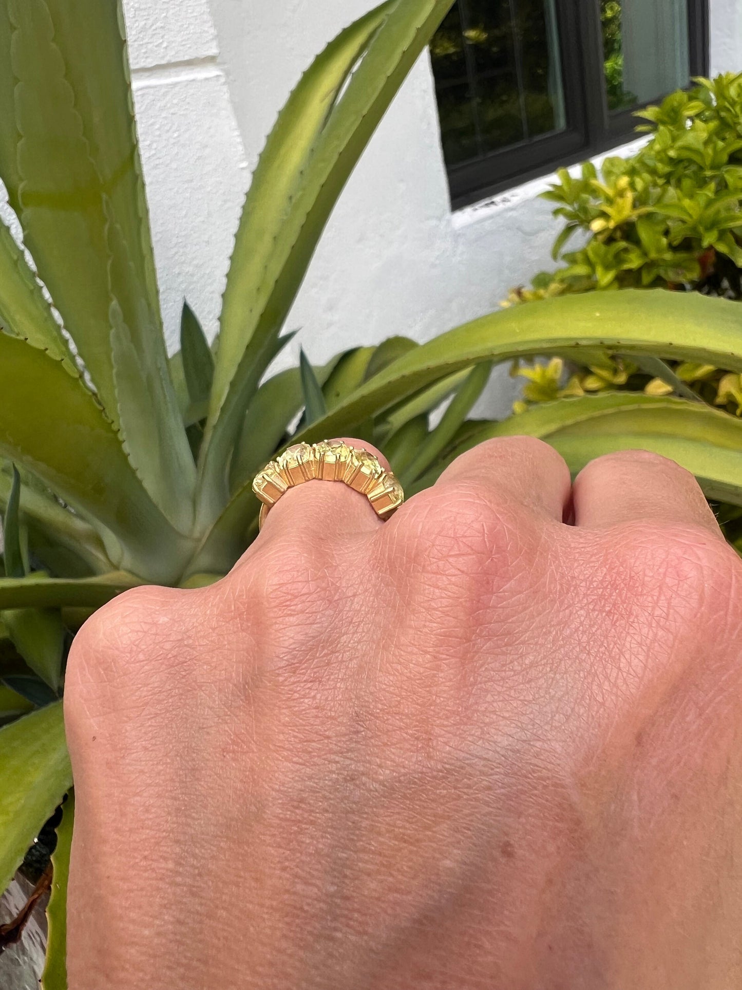 Yellow Sapphire Half hoop ring 18K eternity ring
