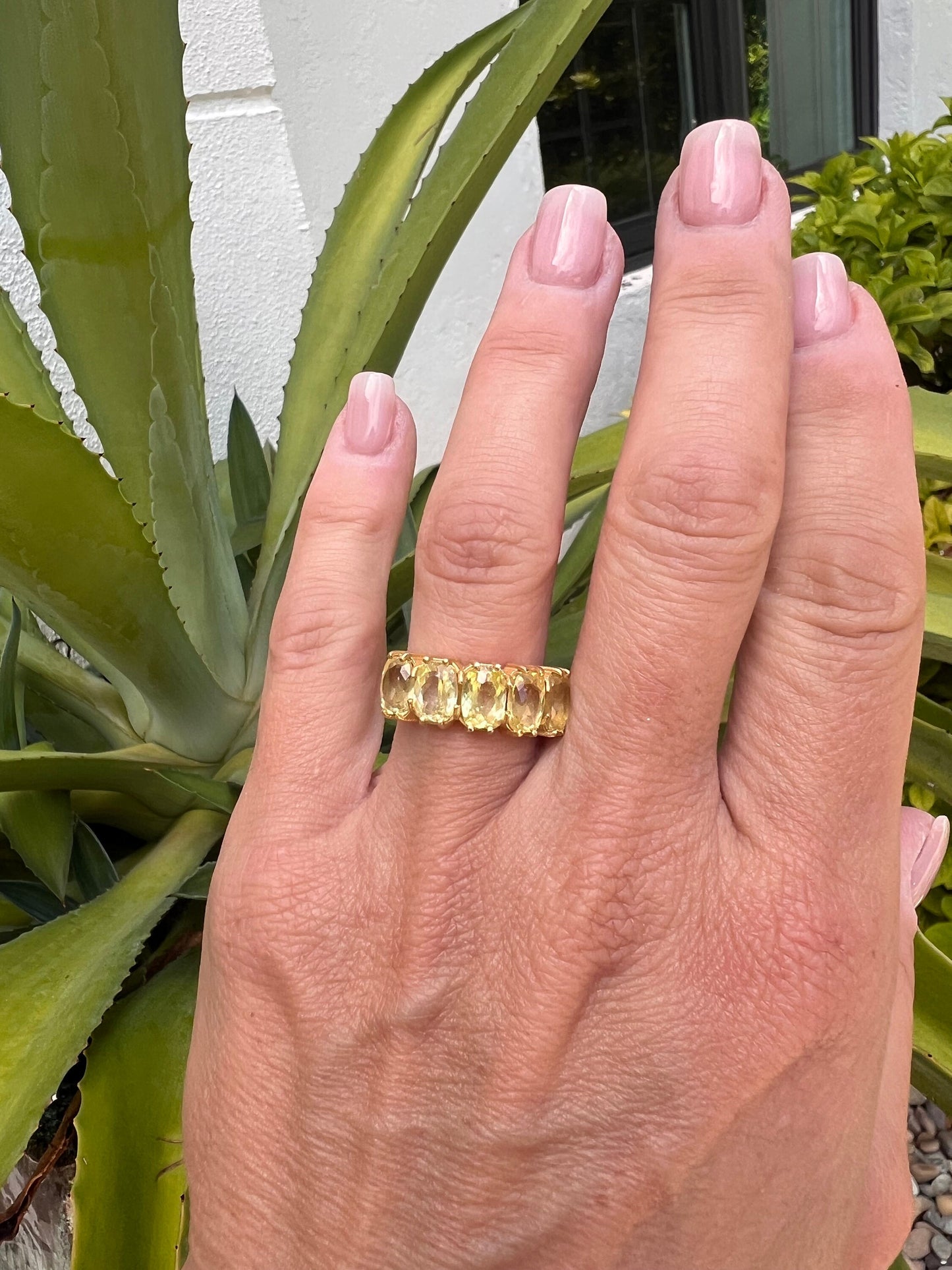 Yellow Sapphire Half hoop ring 18K eternity ring