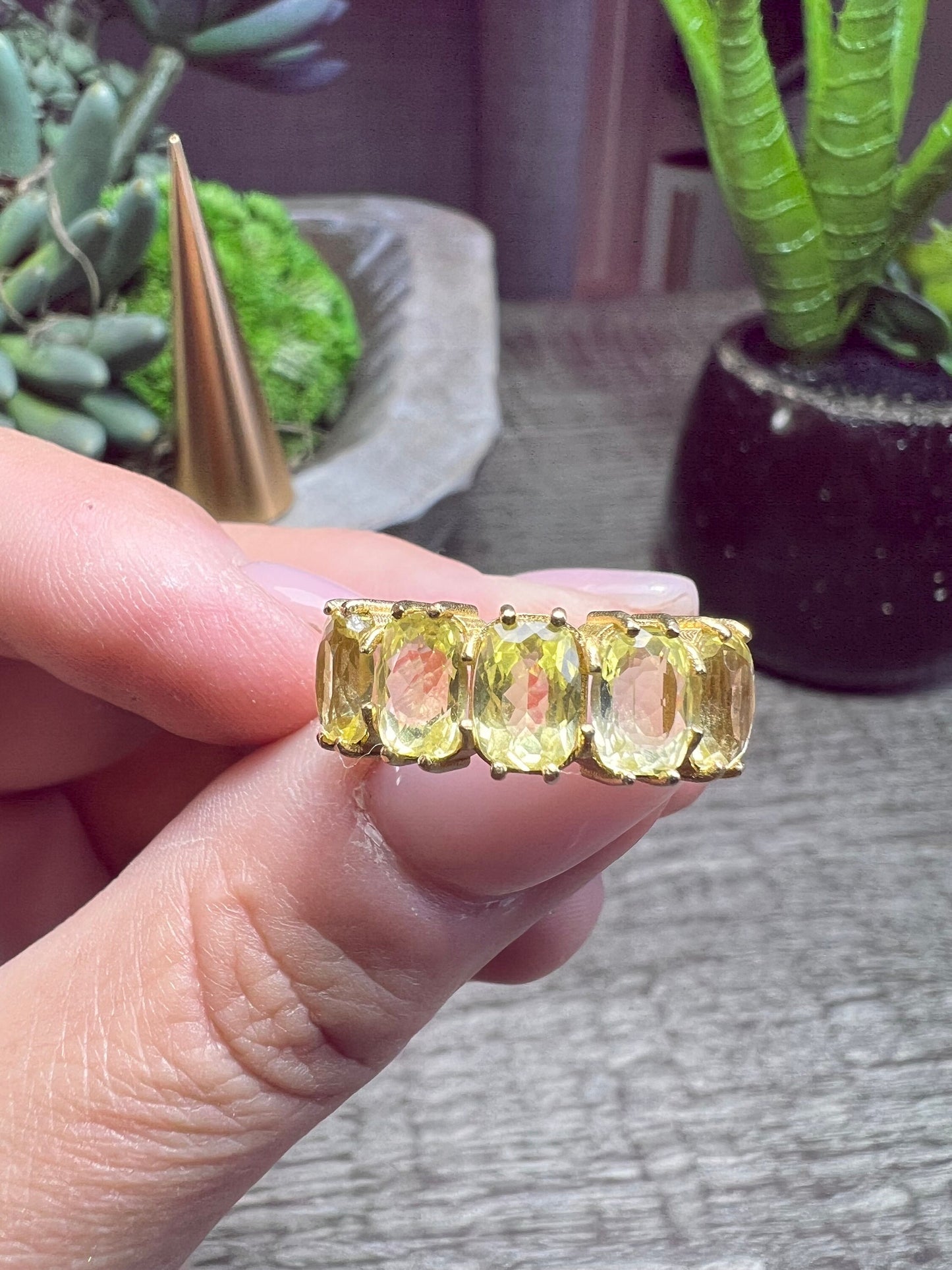 Yellow Sapphire Half hoop ring 18K eternity ring
