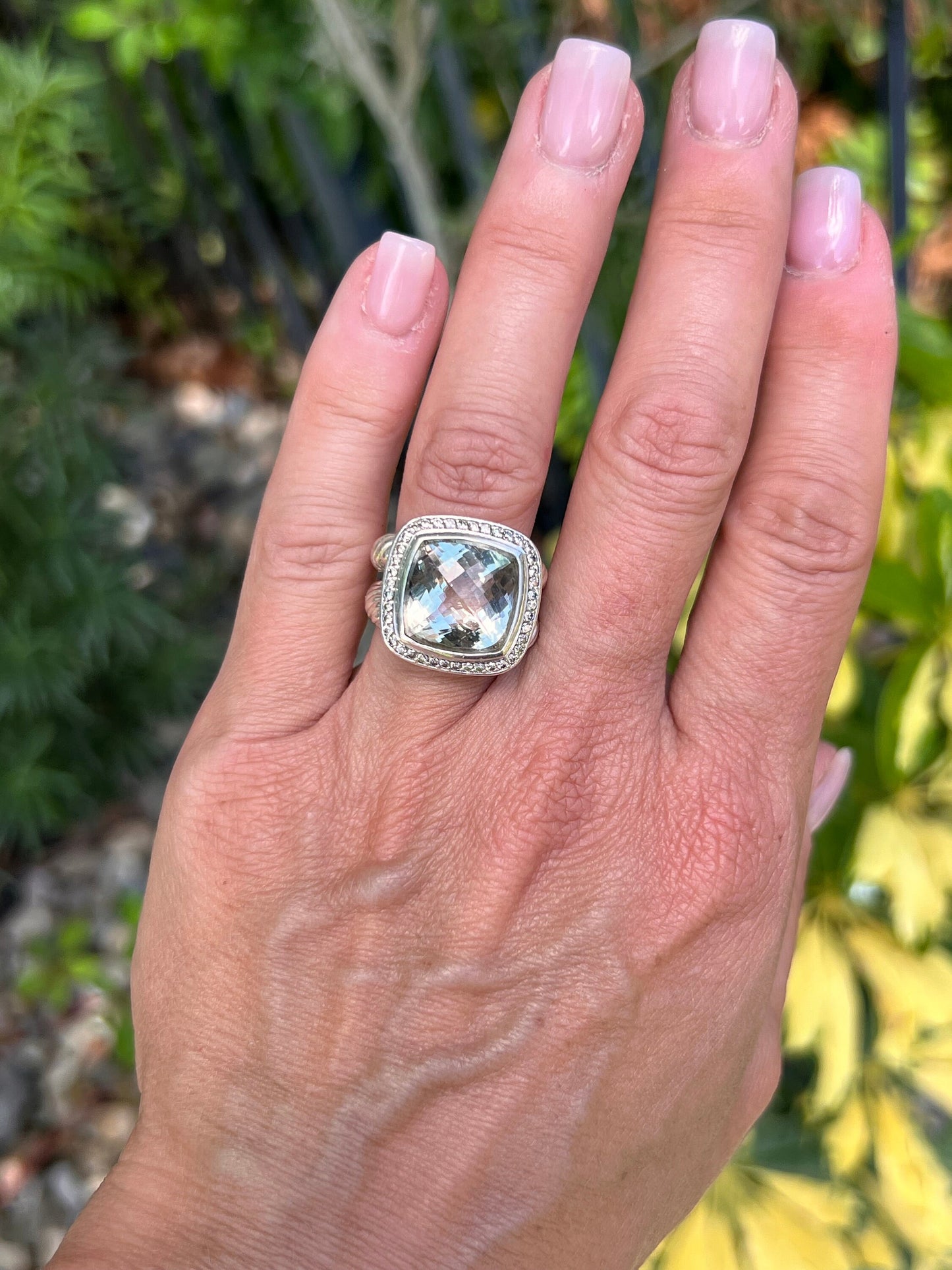 David Yurman Prasiolite & Diamond Ring in Sterling Silver