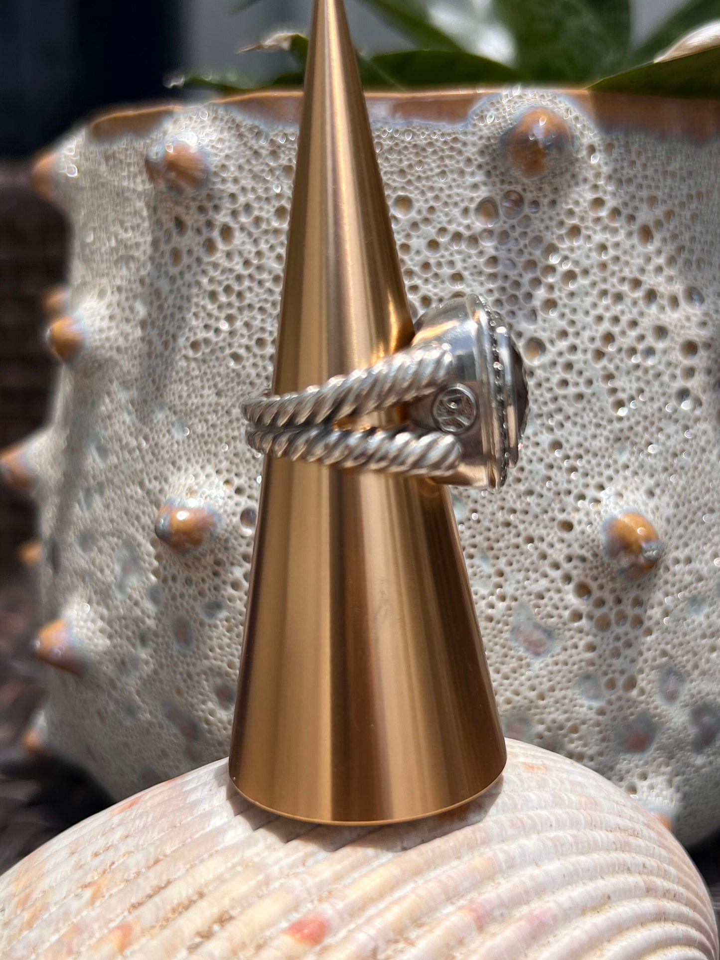 David Yurman Prasiolite & Diamond Ring in Sterling Silver