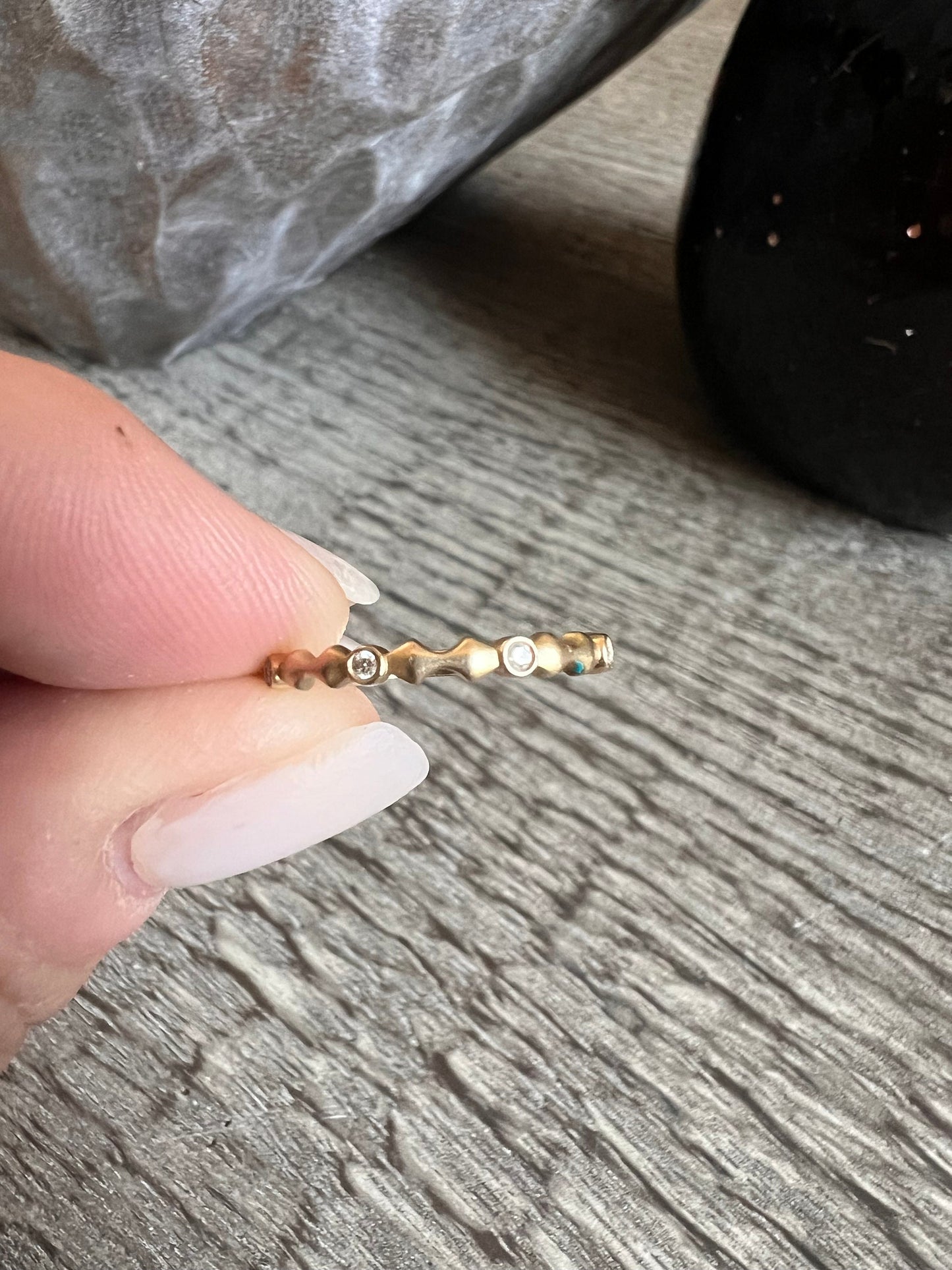 Gold and diamond stacking ring