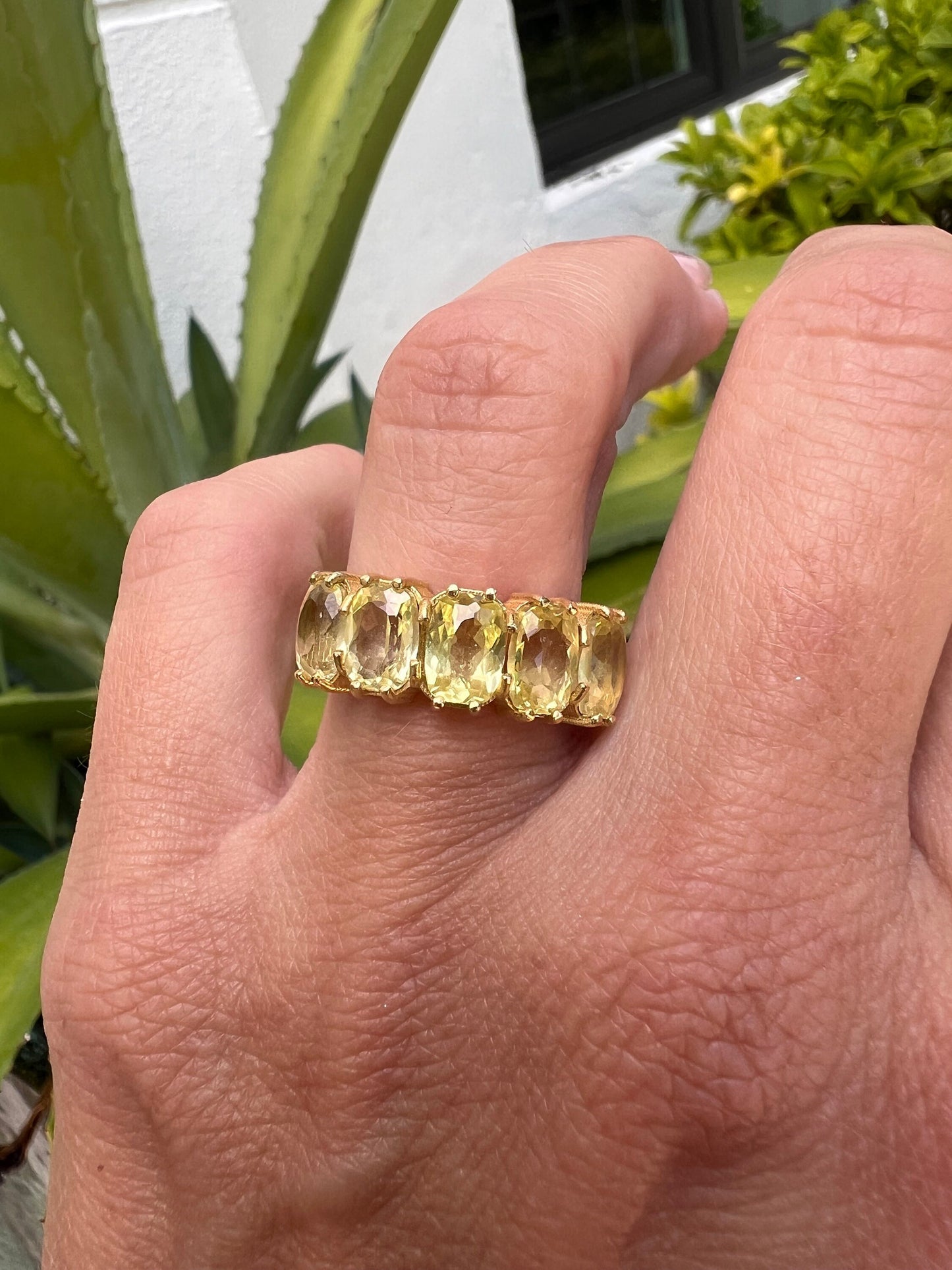 Yellow Sapphire Half hoop ring 18K eternity ring