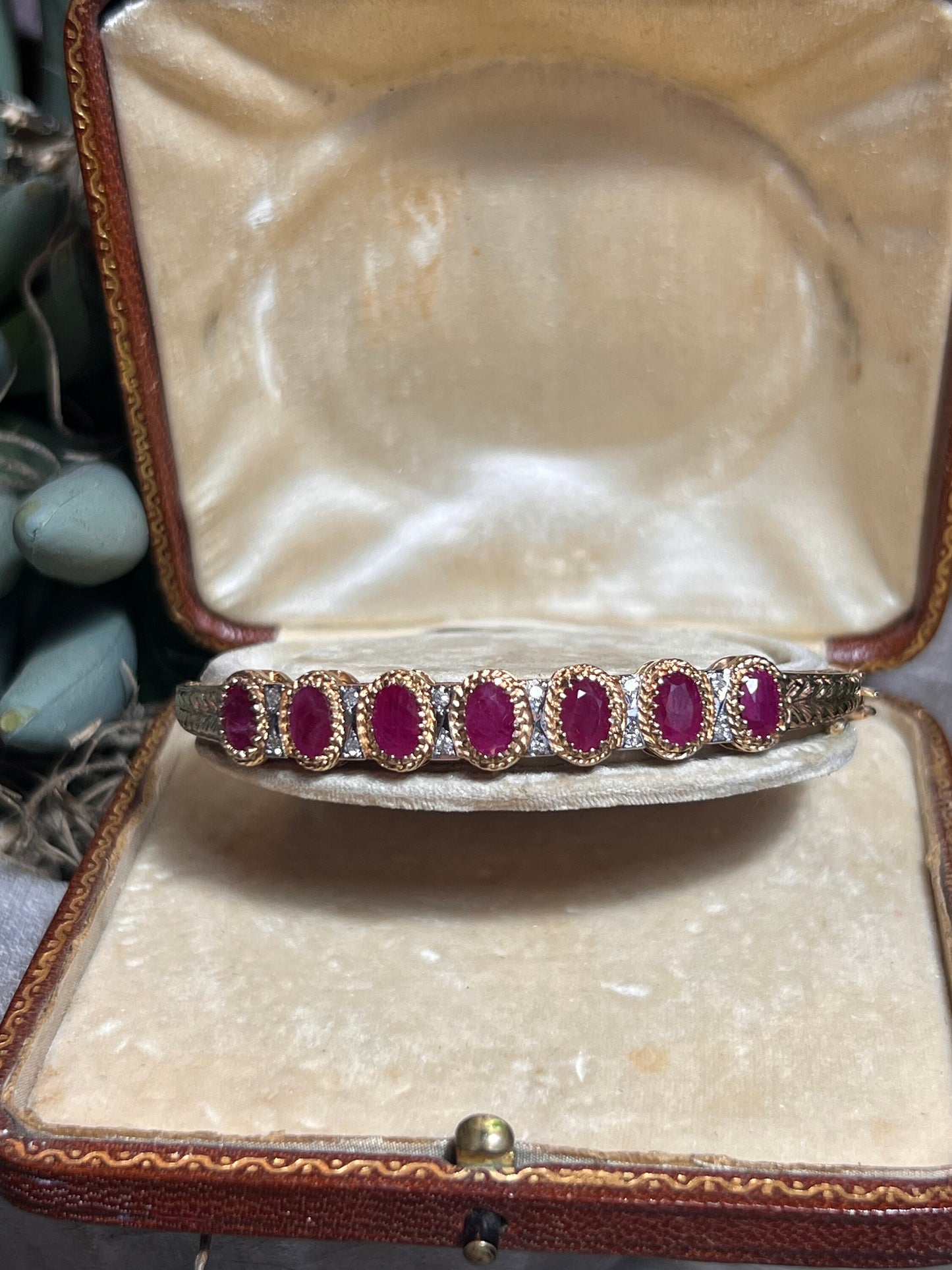 Antique Ruby and Diamond Bracelet Bangle