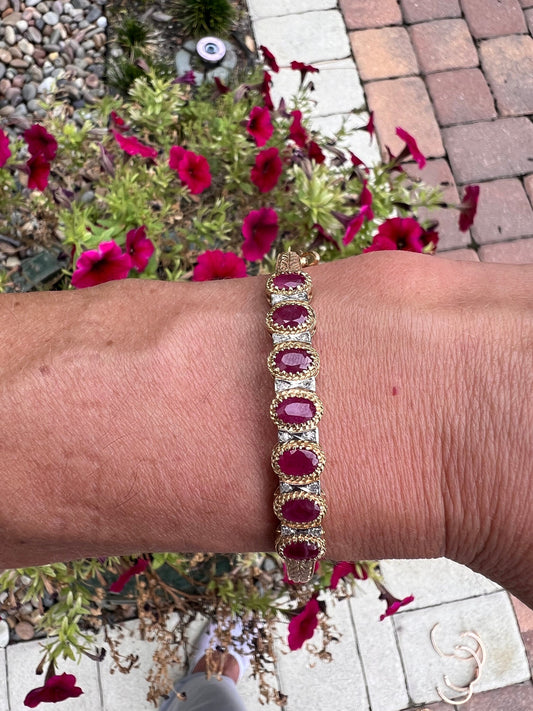 Antique Ruby and Diamond Bracelet Bangle