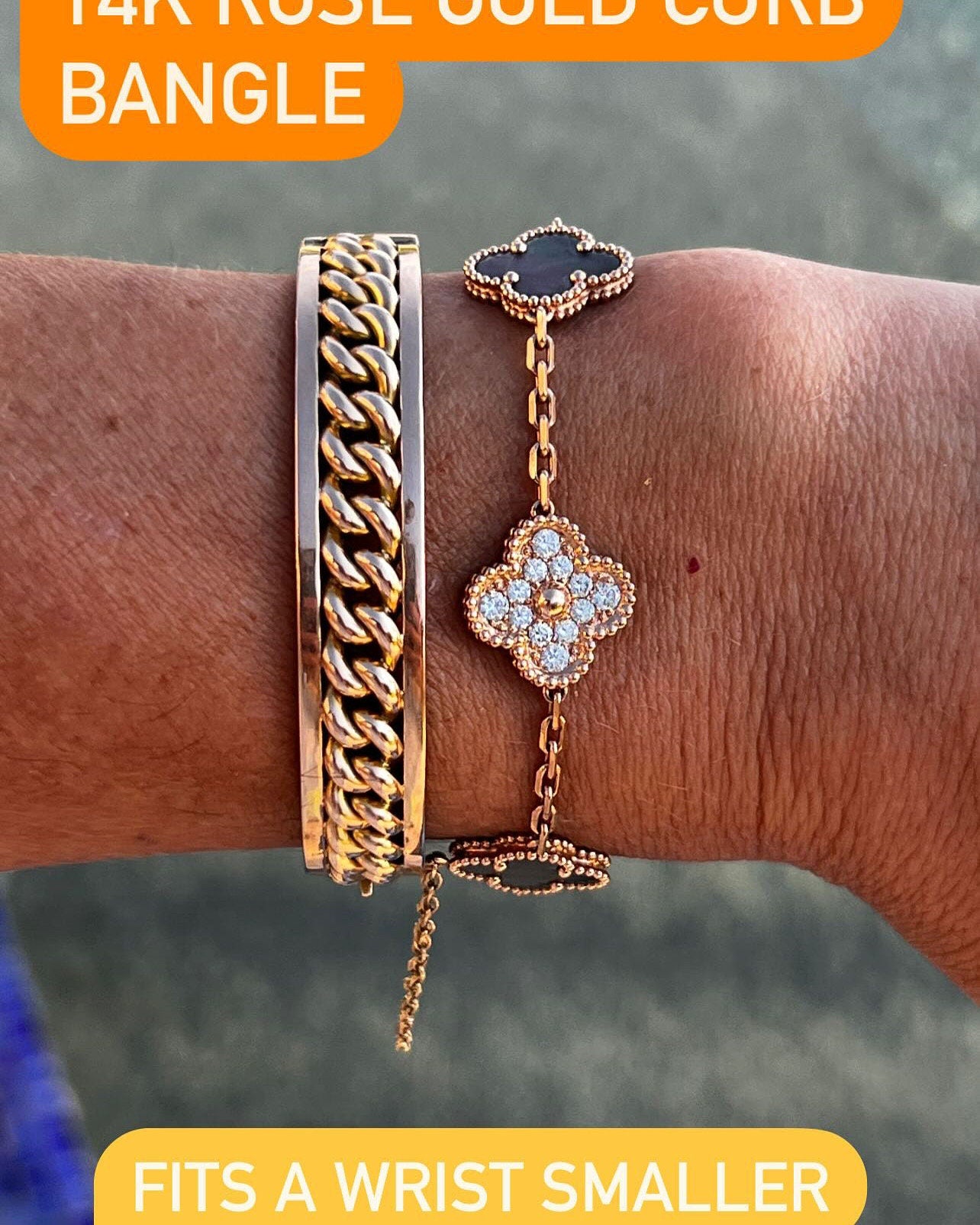 14k Rose Gold Curb Bangle