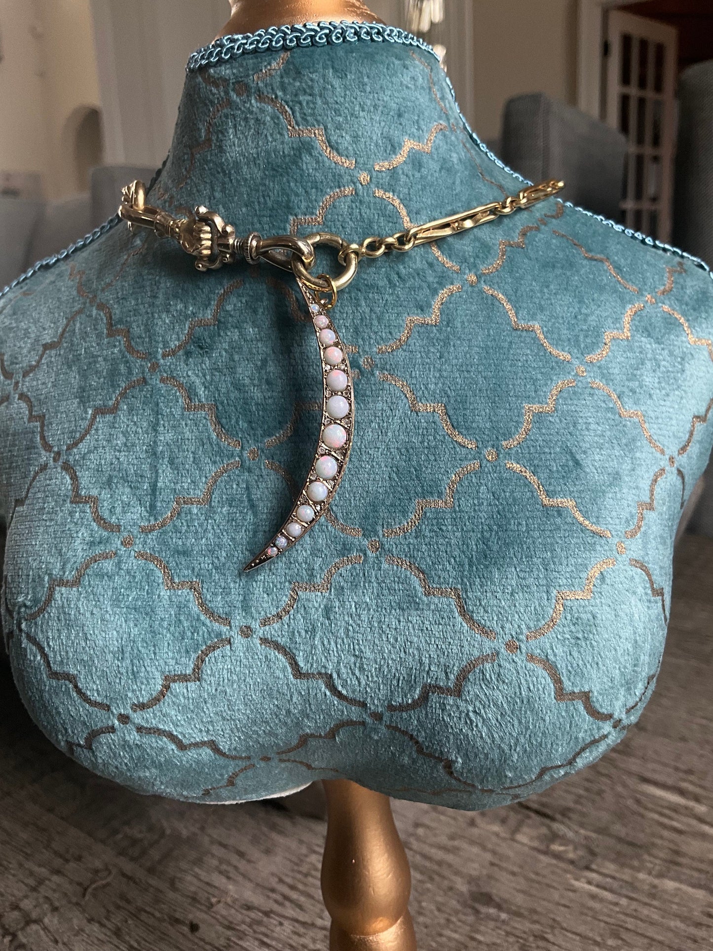 Antique Opal and Diamond Pendant Converted from a Brooch
