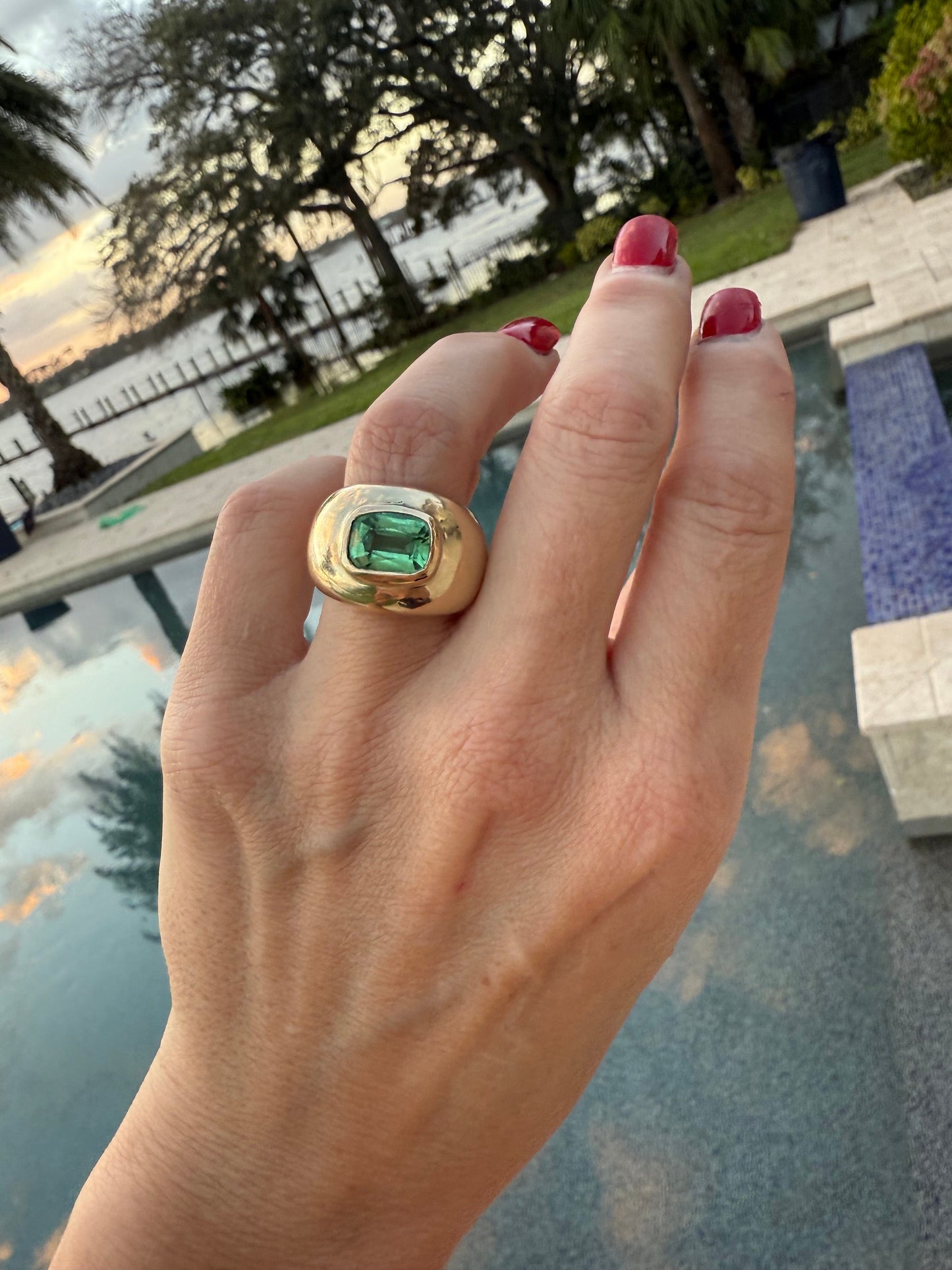 6.4 Carat Tourmaline Dome Ring 14K