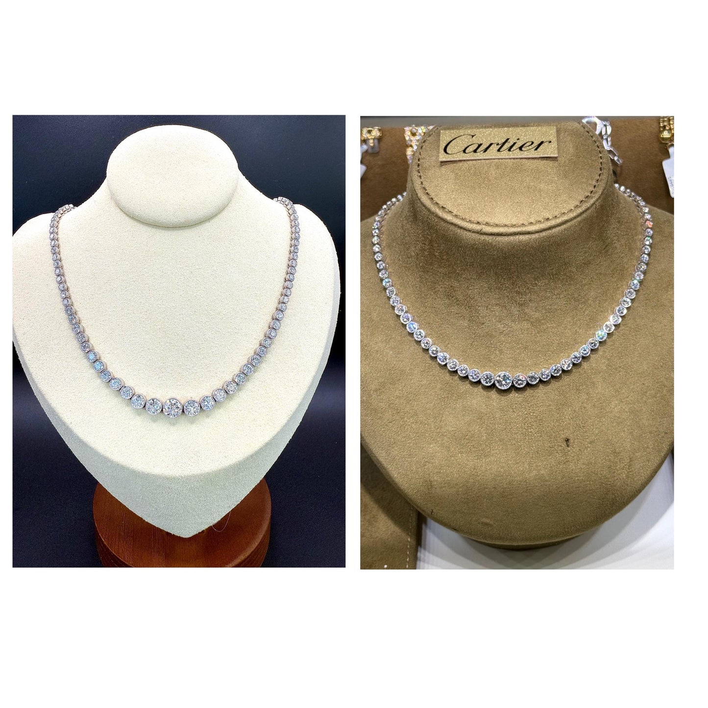 12ct Diamond Platinum Bezel Set Tennis Necklace