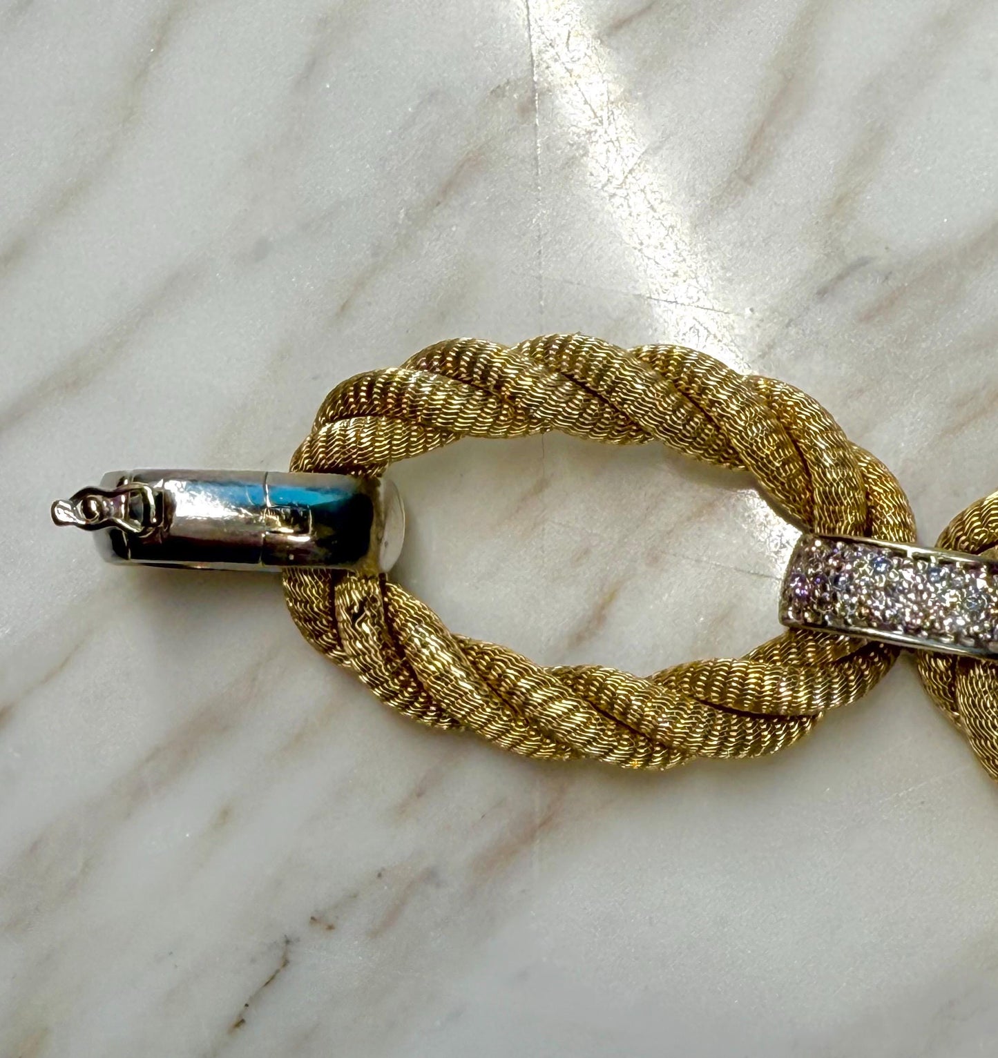 Rope Link and Diamond Estate Bracelet 14k