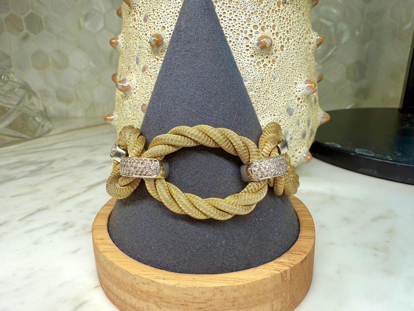 Rope Link and Diamond Estate Bracelet 14k