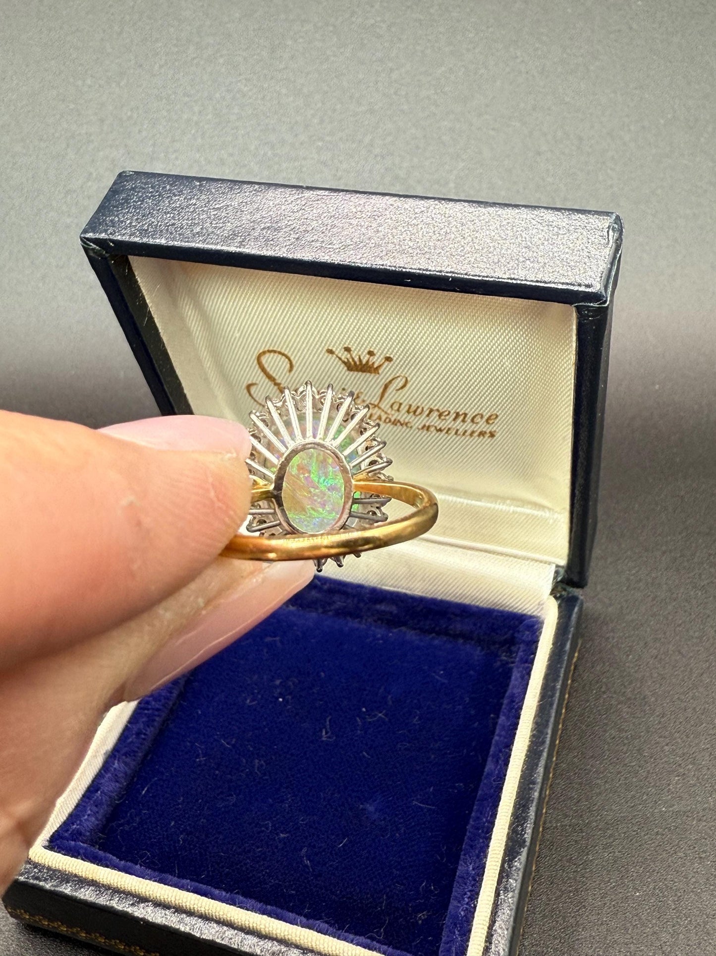 Australian Opal and Diamond Estate ring in 18k gold