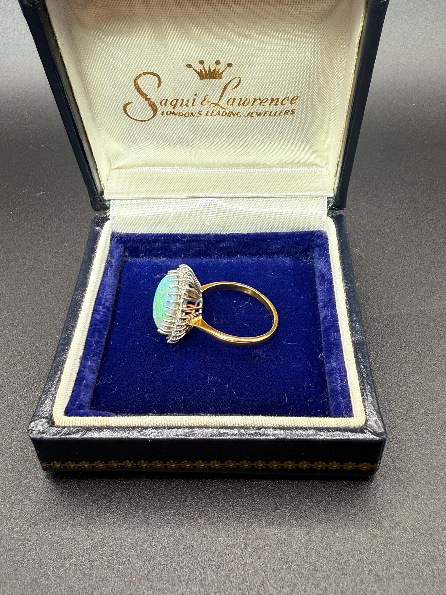 Australian Opal and Diamond Estate ring in 18k gold