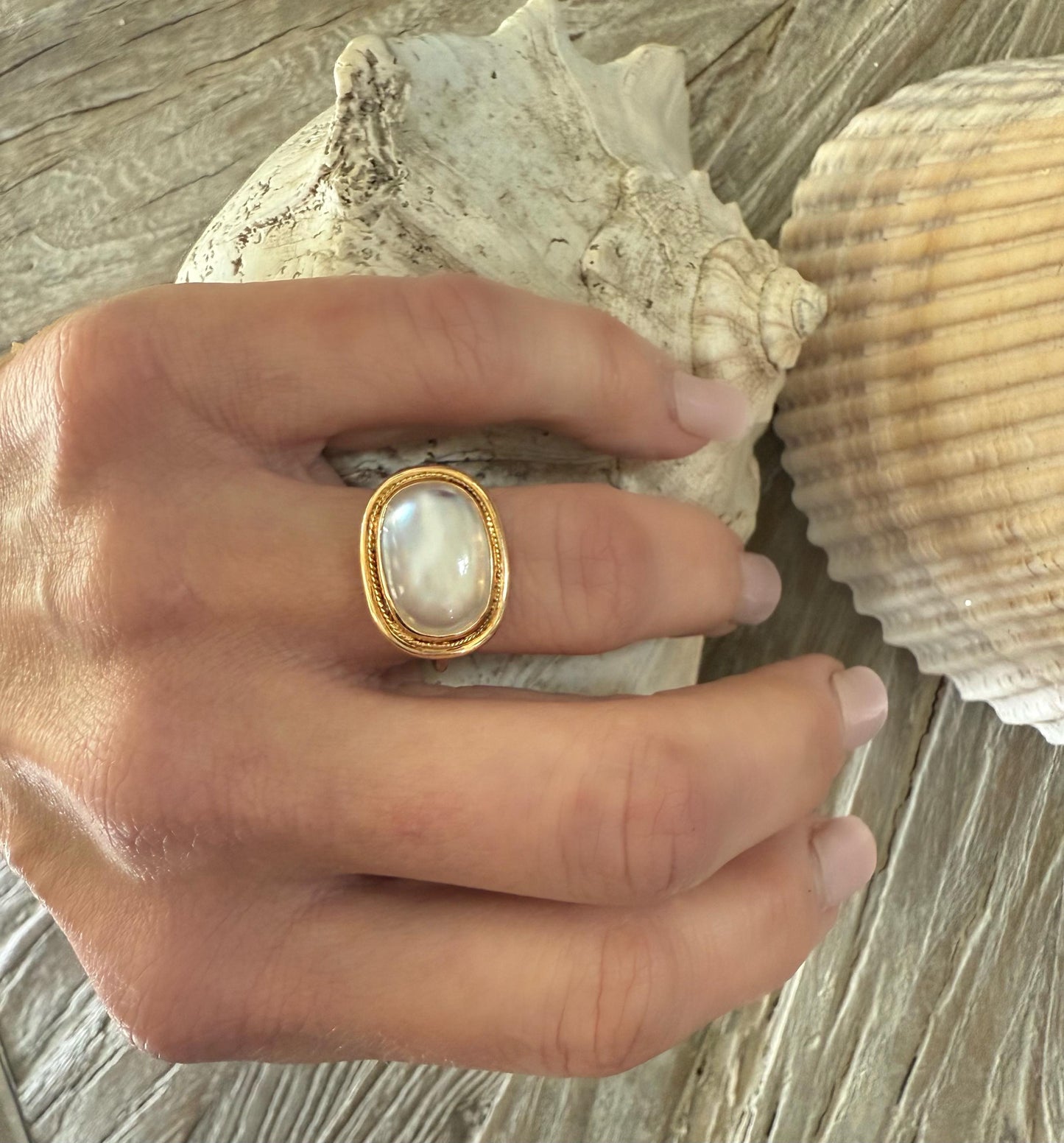 Large Victorian Moonstone Bezel Ring