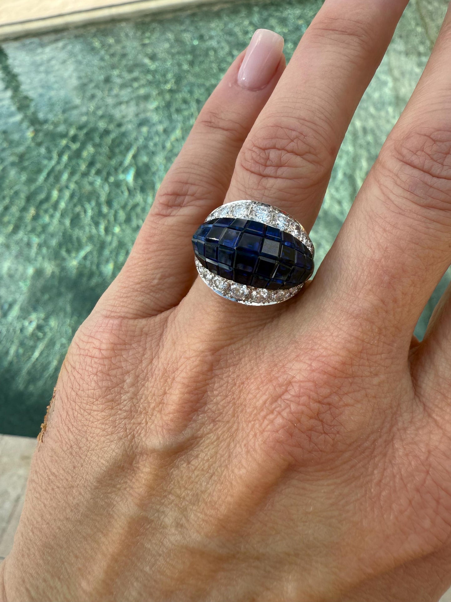 Invisible Set Natural Sapphire Ring 18K gold by Schilling